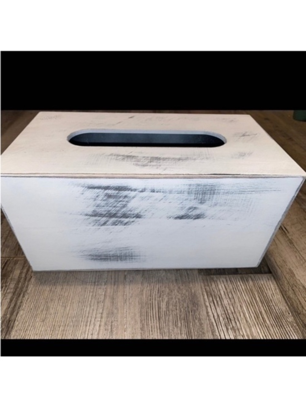 White black rectangle rectangular distressed tissue box holder cover